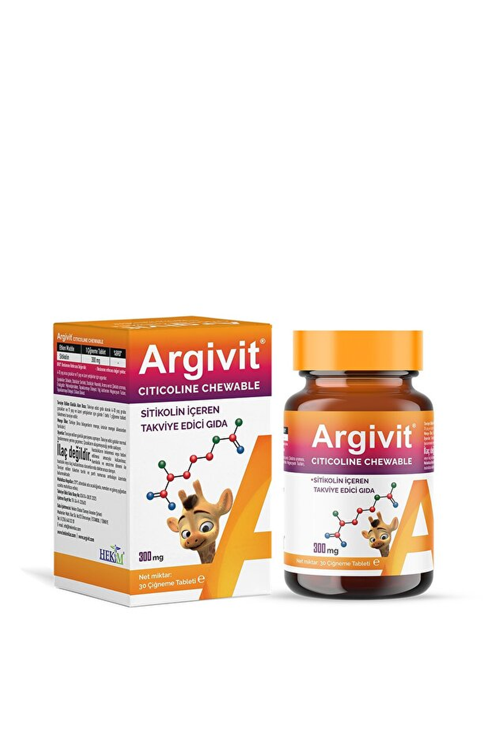Argivit Citicoline 300 mg 30 Çiğneme Tableti