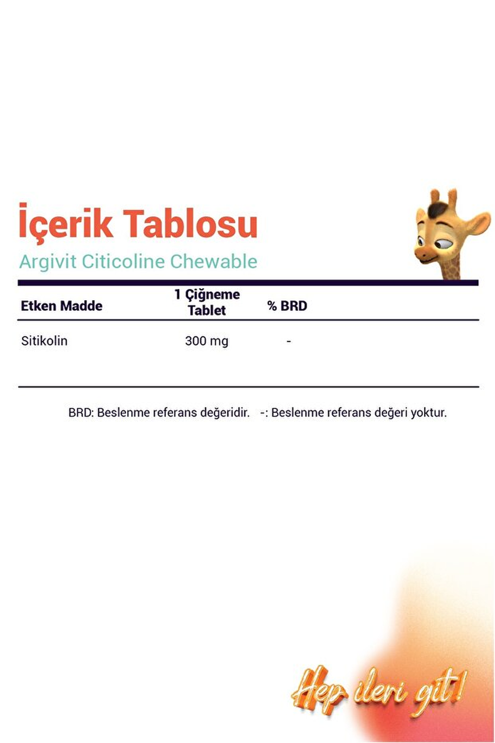 Argivit Citicoline 300 mg 30 Çiğneme Tableti