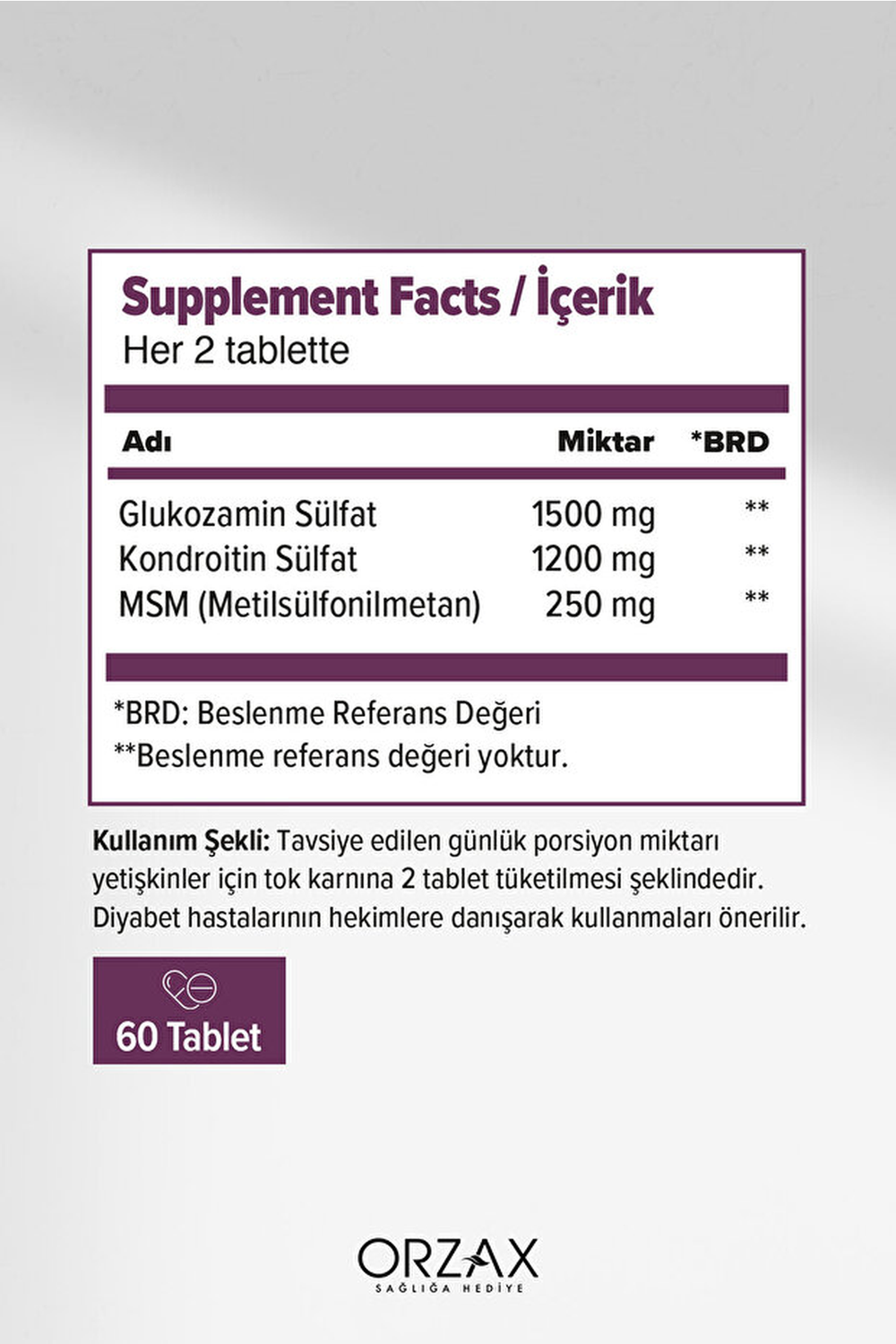 Orzax Cosakondrin MSM 60 Tablet