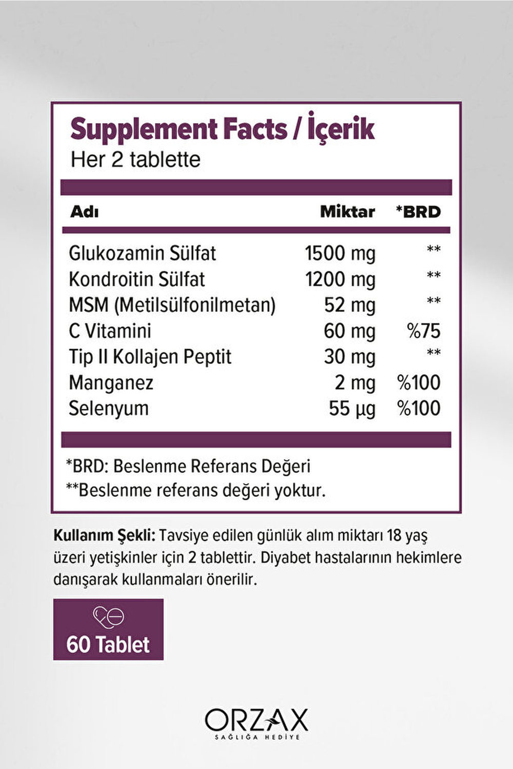 Orzax Cosakondrin Plus 60 Tablet