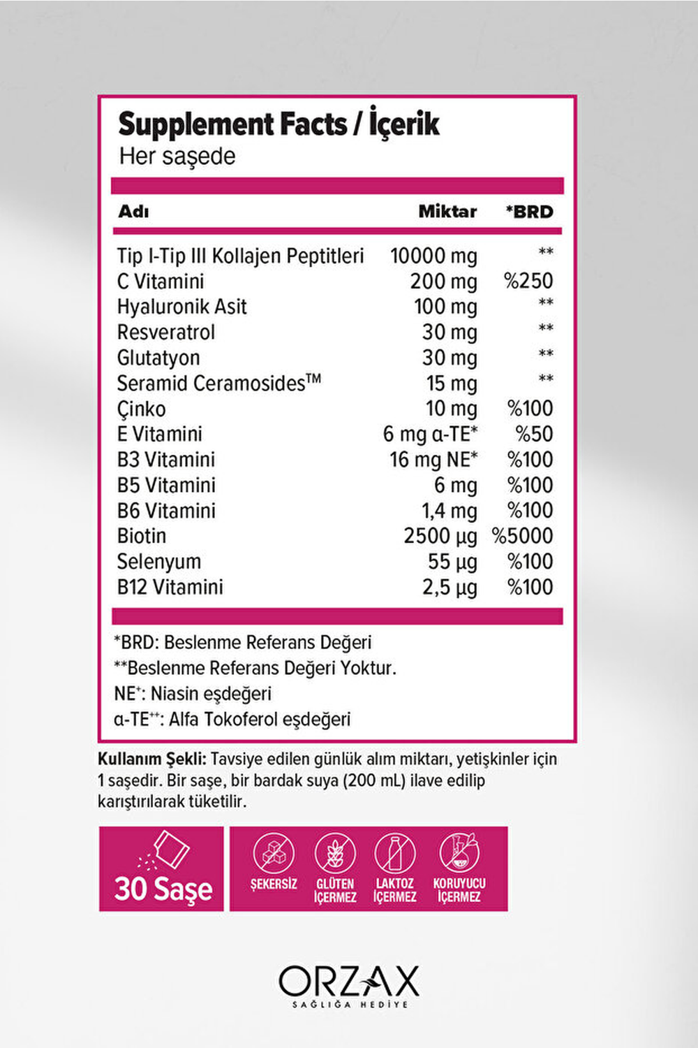Orzax Day2Day The Collagen Beauty Intense Çilek Aromalı 30 Saşe