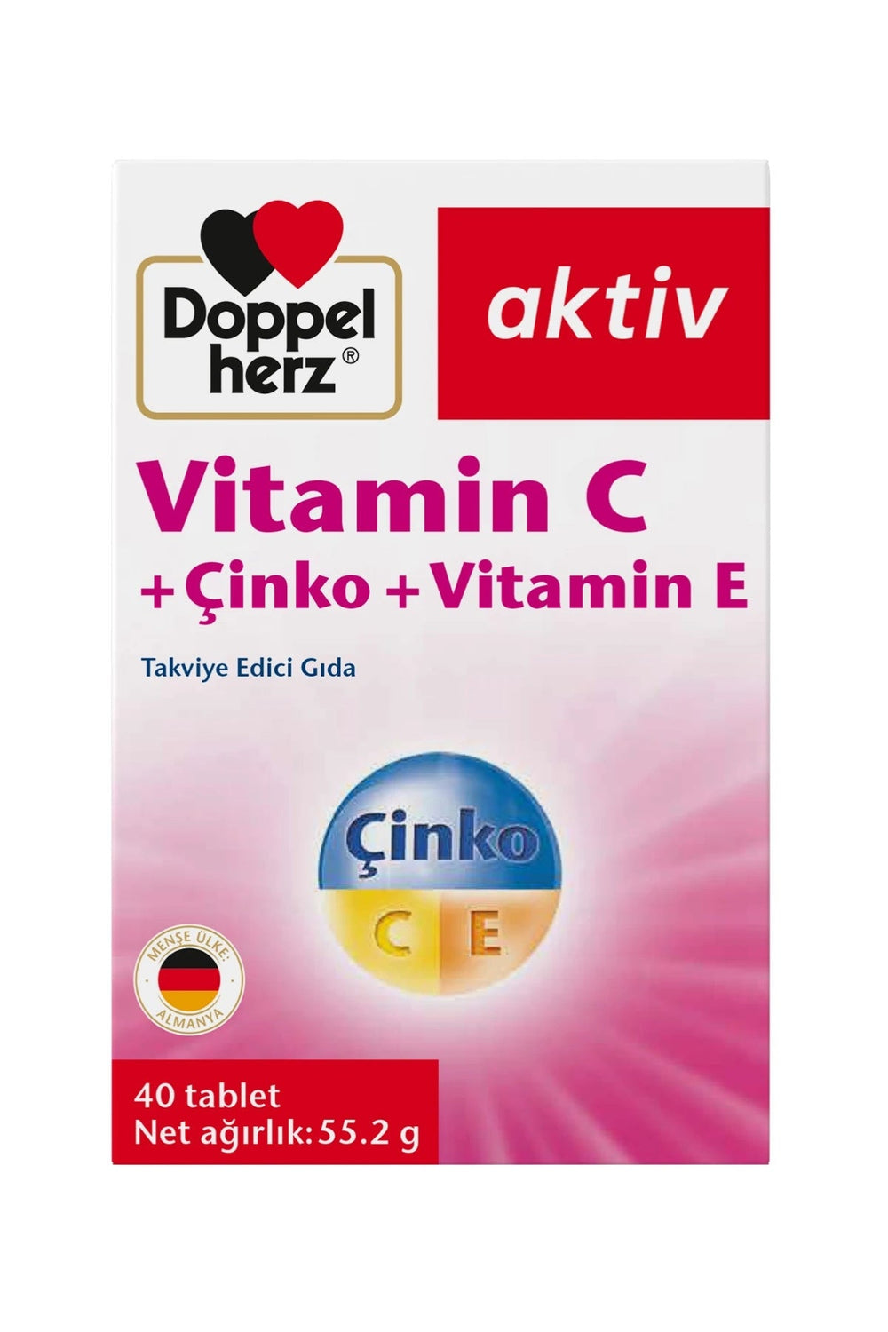 Doppelherz Aktiv Vitamin C + Çinko + Vitamin E 40 Tablet