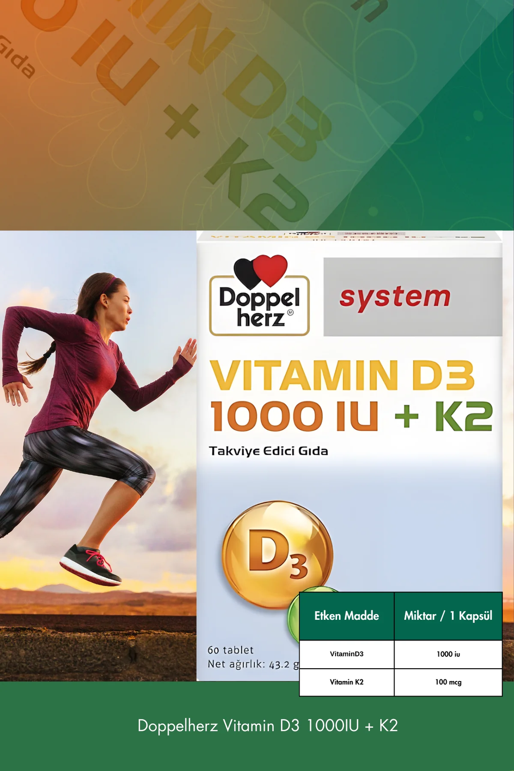 Doppelherz System Vitamin D3 & K2 60 Tablet