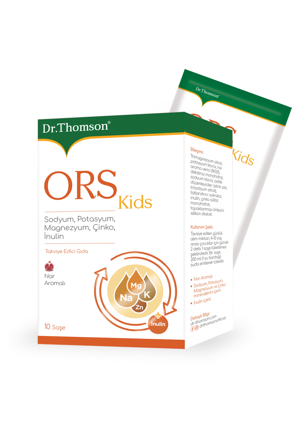 Dr.Thomson Ors Kids Sodyum, Potasyum, Magnezyum, Çinko ve İnülin 10 Saşe