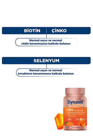 Dynavit Gummies HSN Hair-Skin-Nails 60 Çiğnenebilir Form