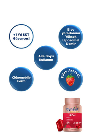 Dynavit Gummies Iron 8,5 mg 60 Çiğnenebilir Form