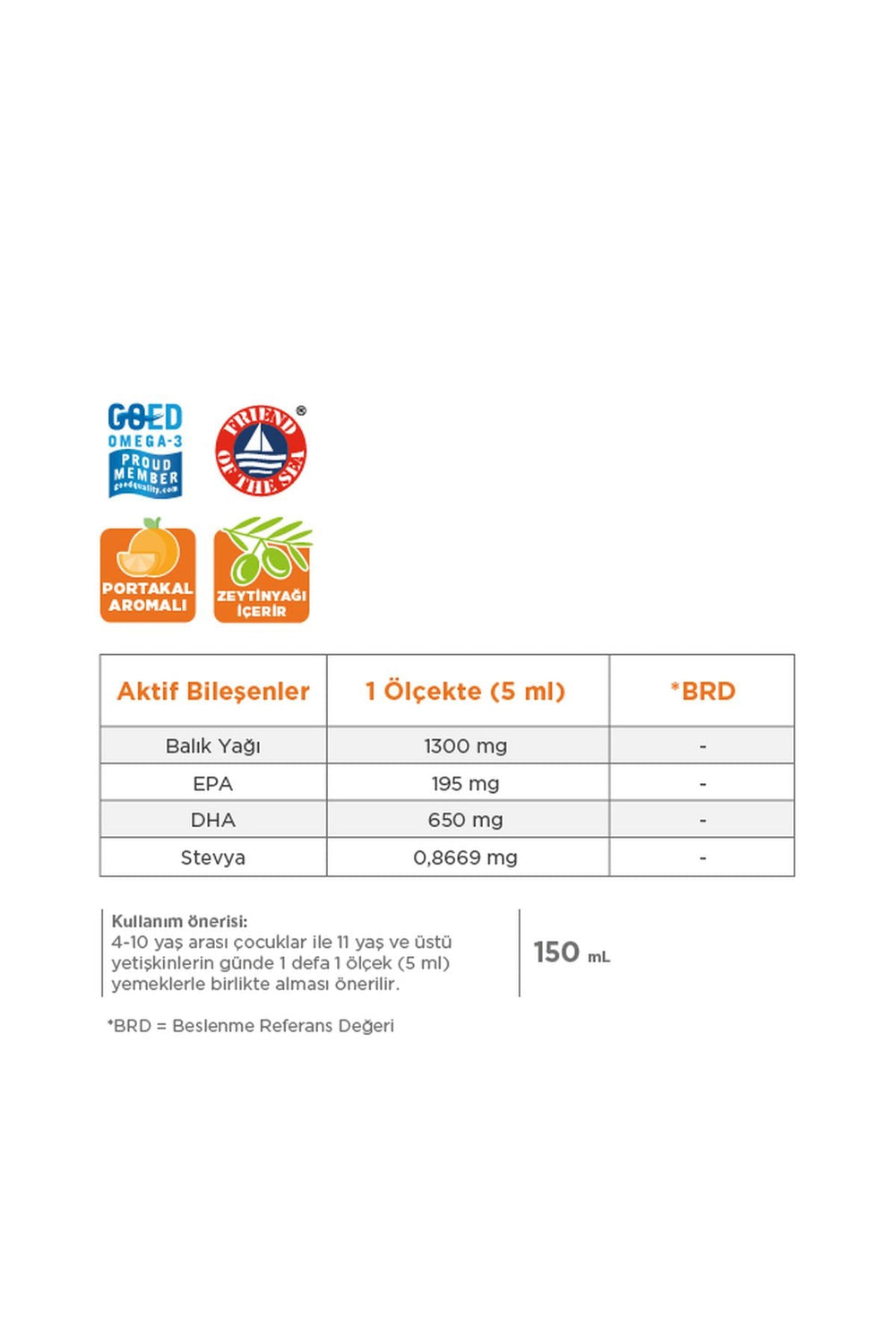 Dynavit Kids Portakal Aromalı Balık Yağı 150 ml