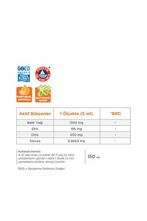 Dynavit Kids Portakal Aromalı Balık Yağı 150 ml