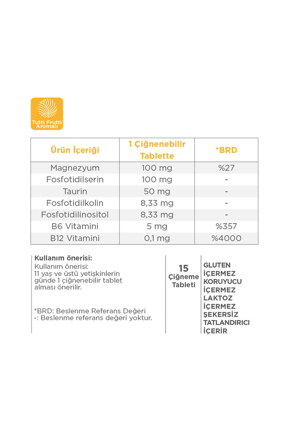 Dynavit Mag Focus 15 Çiğneme Tableti