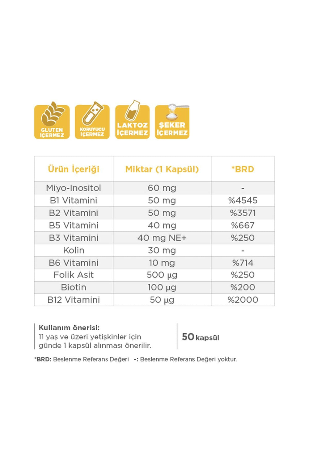 Dynavit Vitamin B Complex 50 Kapsül
