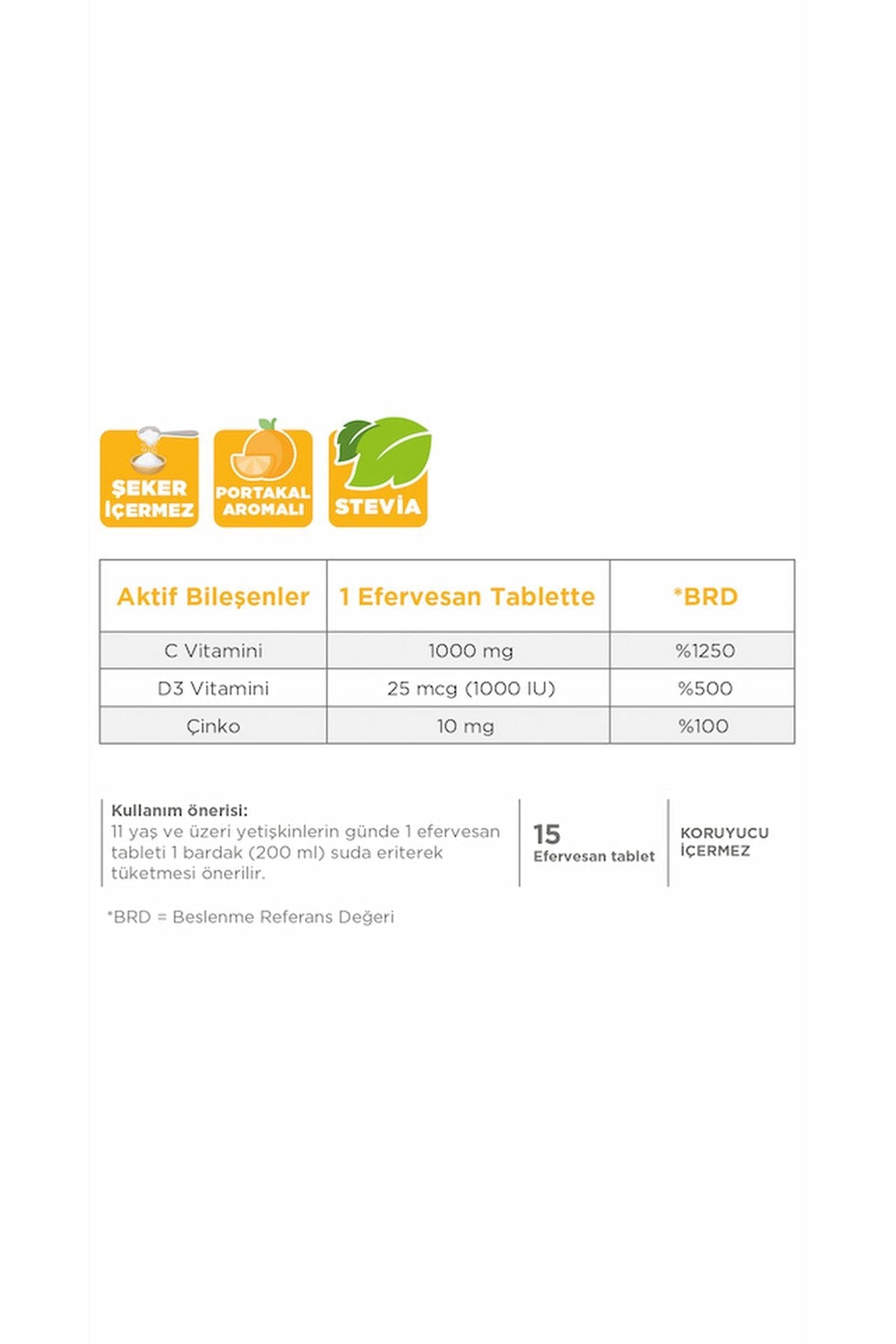 Dynavit Vitamin C + Vitamin D3 + Çinko 15 Efervesan Tablet