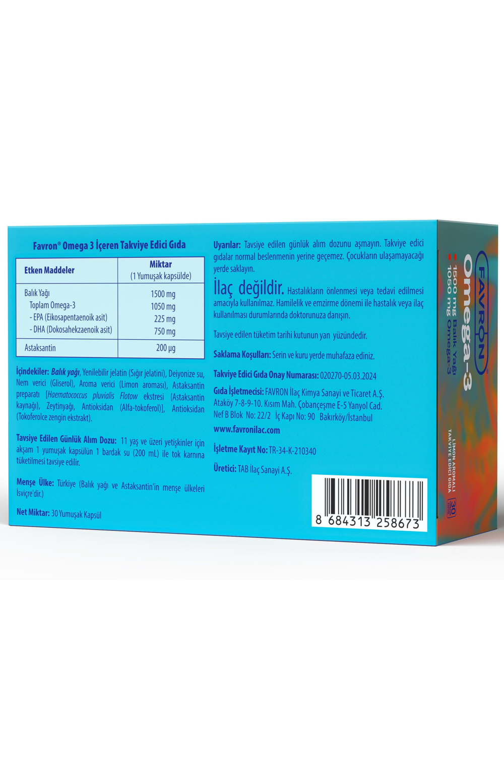 Favron Omega-3 30 Kapsül