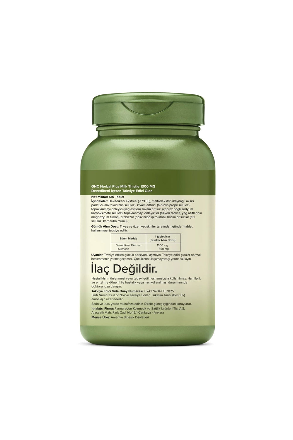 GNC Herbal Plus Milk Thistle 1300 mg 120 Tablet