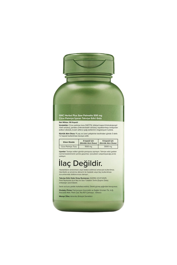 GNC Herbal Plus Saw Palmetto 500 mg 90 Kapsül