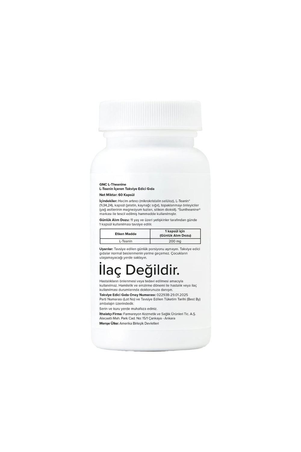 GNC L-Theanine 200 mg 60 Kapsül