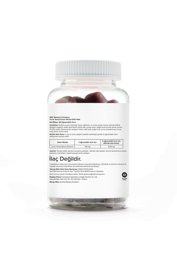 GNC Women's Cranberry 510 mg 60 Çiğnenebilir Form