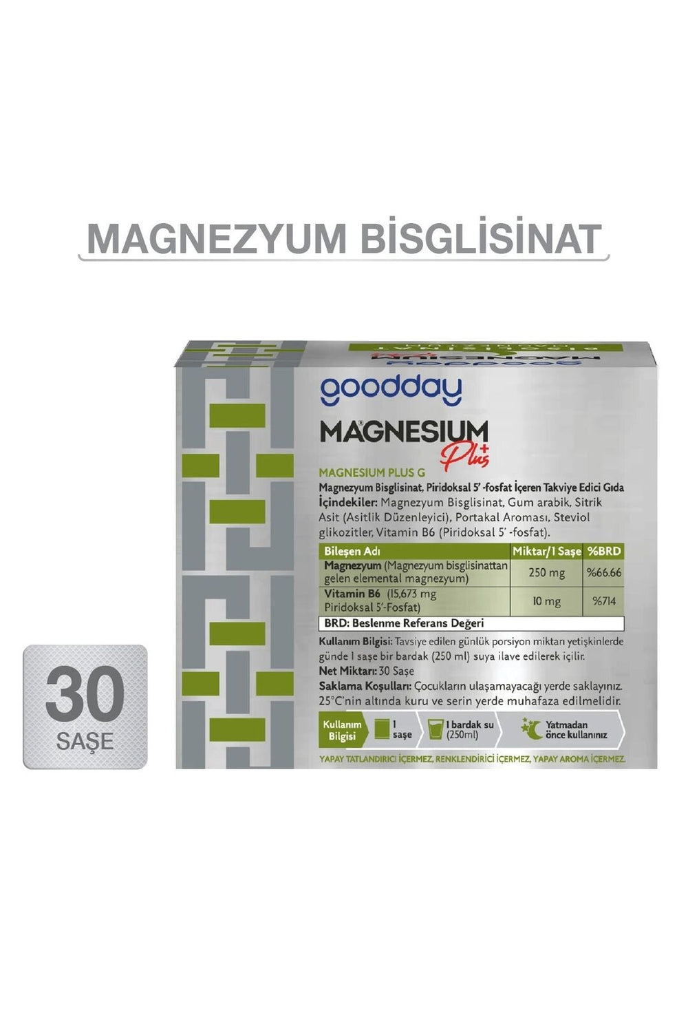 Goodday Magnesium Plus G & P5P 250 mg 30 Saşe
