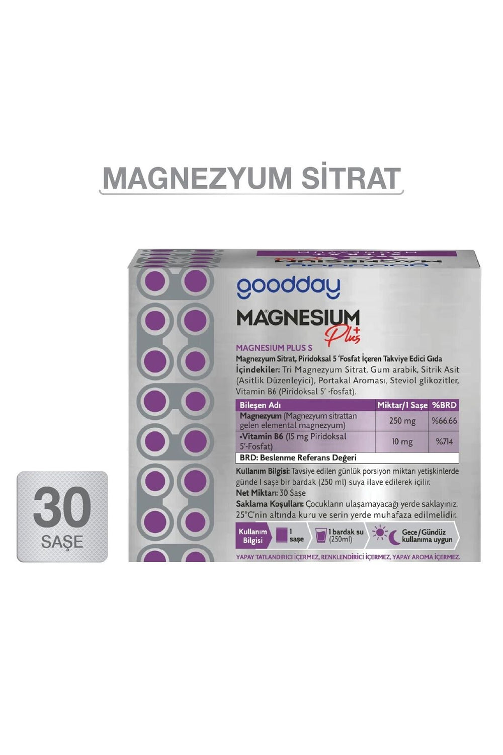 Goodday Magnesium Plus S 250 mg 30 Saşe