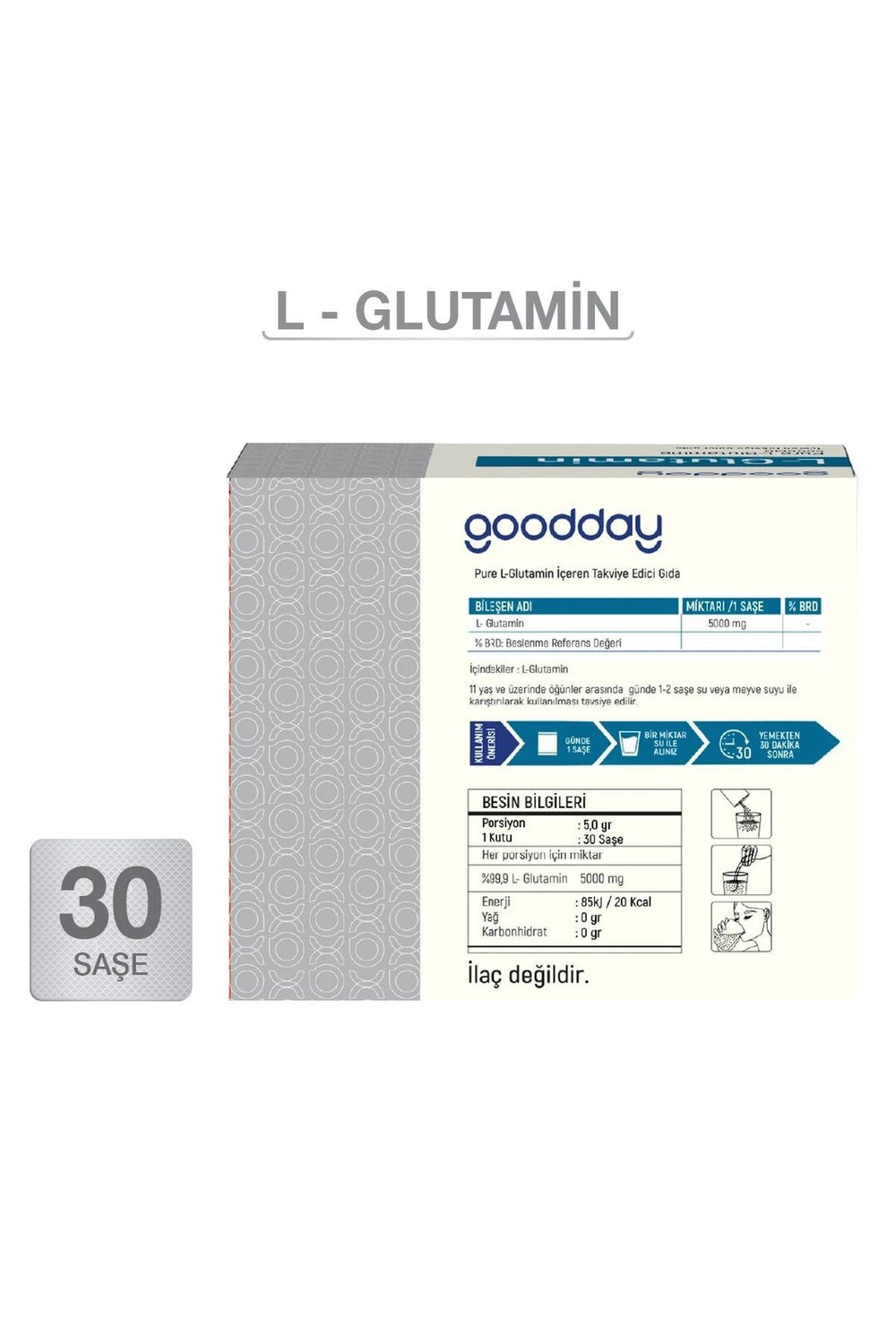 Goodday Pure L-Glutamin 5000 mg 30 Saşe