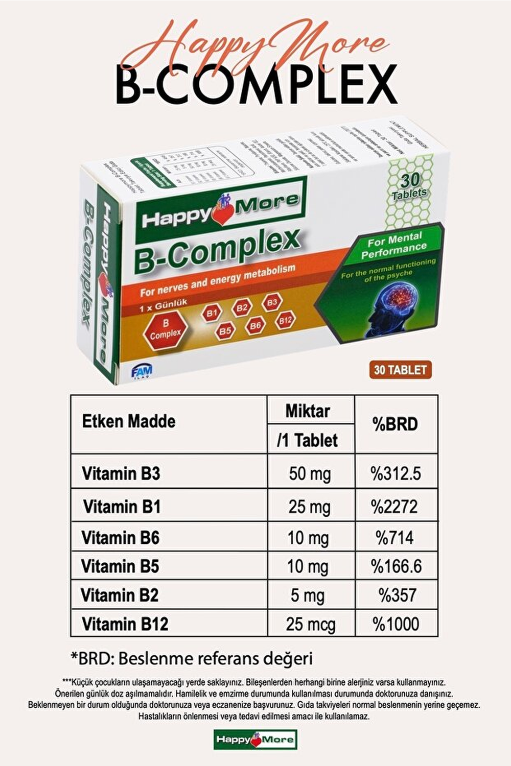 HappyMore B Complex 30 Tablet