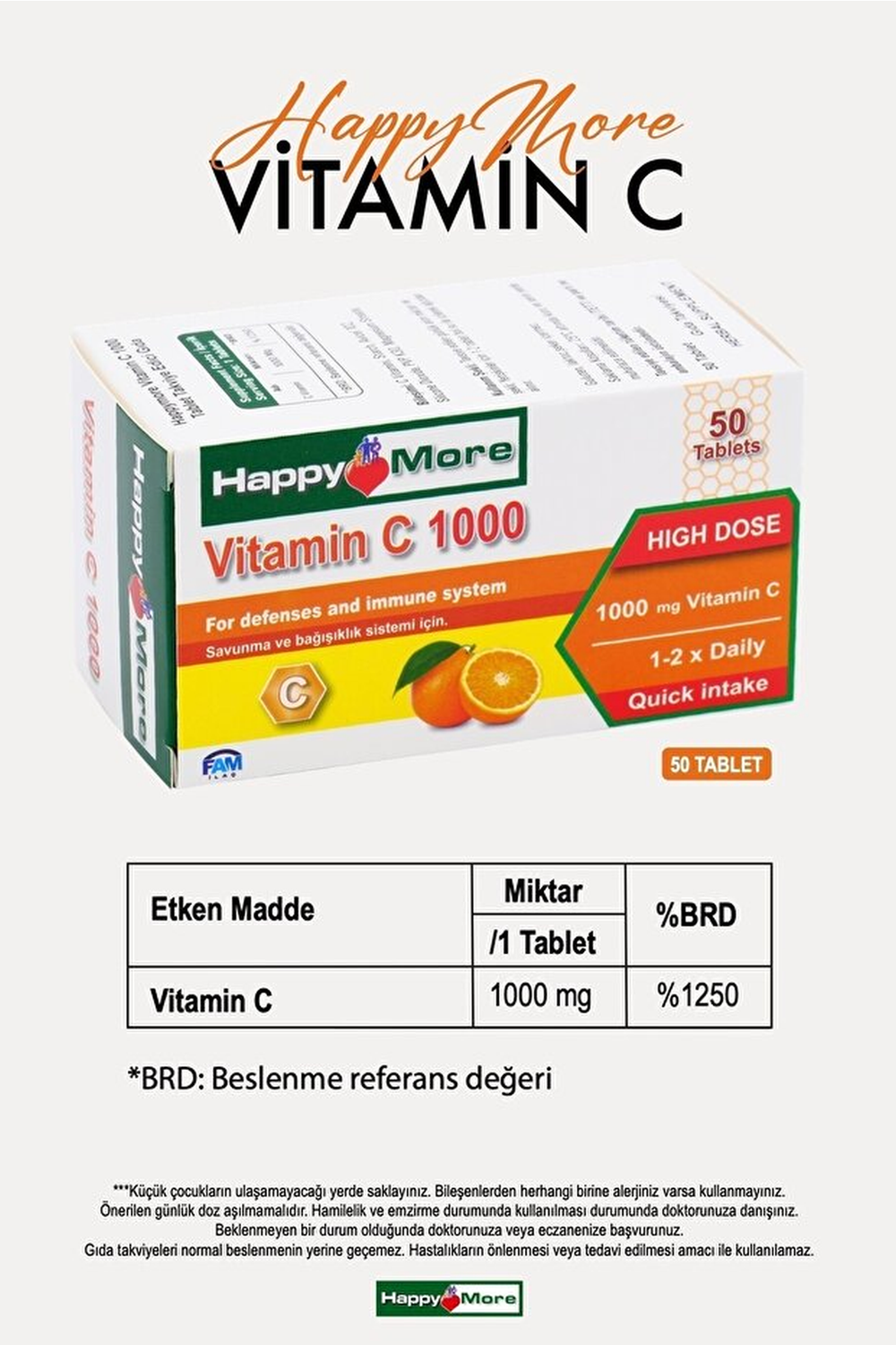 HappyMore Vitamin C 1000 mg 50 Tablet