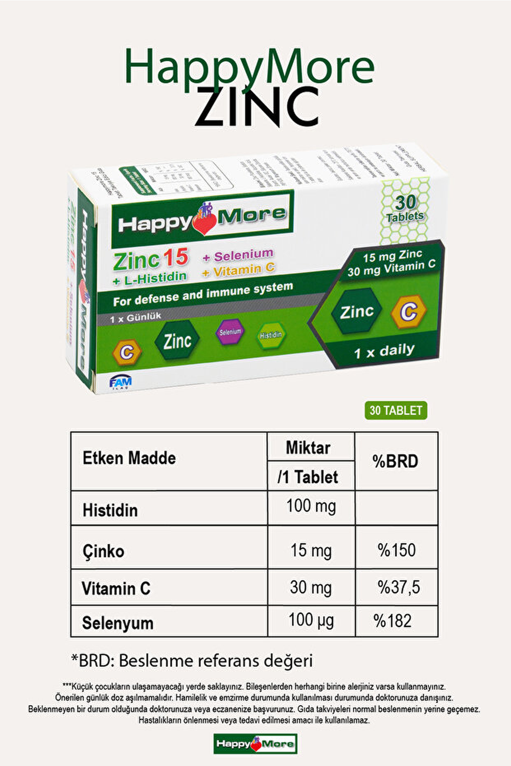 HappyMore Zinc 30 Tablet