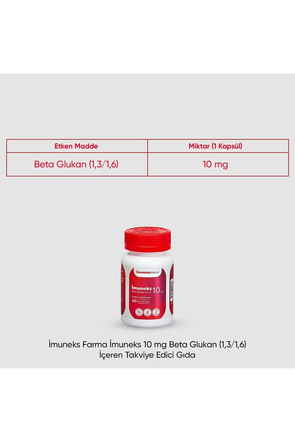 İmuneks Beta Glukan 10 mg 40 Kapsül