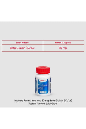 İmuneks Beta Glukan 50 mg 40 Kapsül