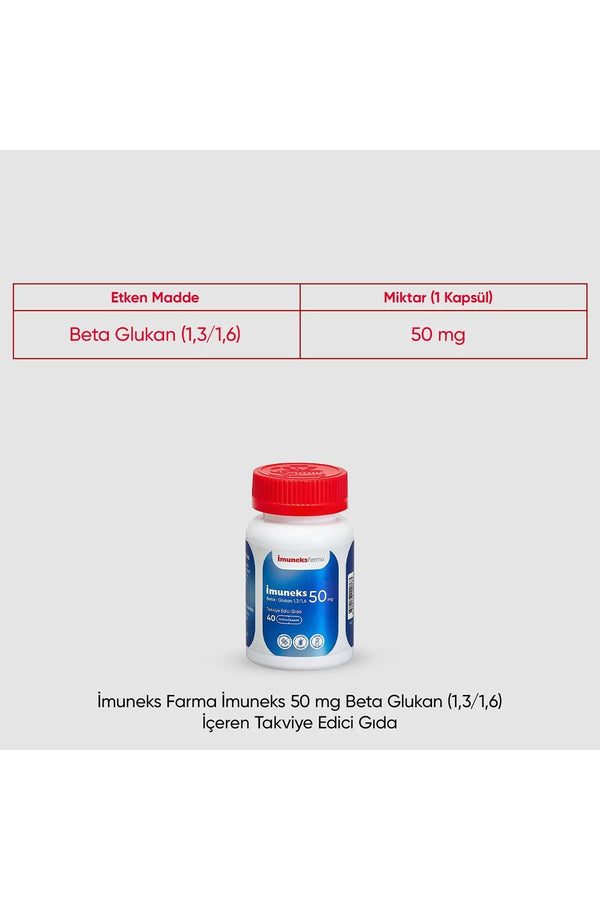 İmuneks Beta Glukan 50 mg 40 Kapsül