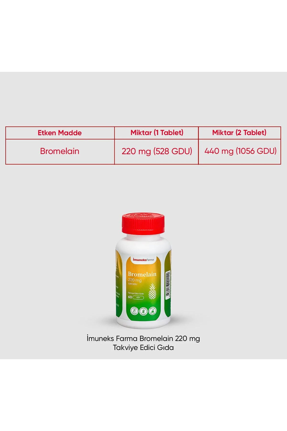 İmuneks Bromelain 220 mg 60 Tablet