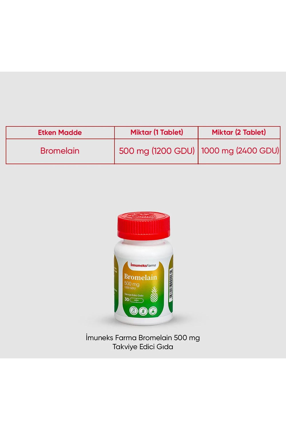 İmuneks Bromelain 500 mg 30 Tablet