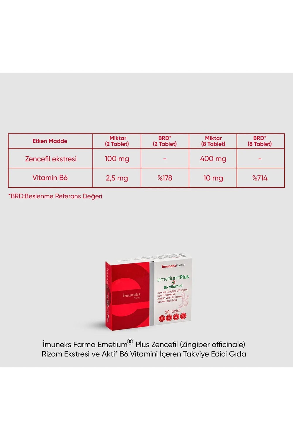 İmuneks Emetium Plus 20 Tablet
