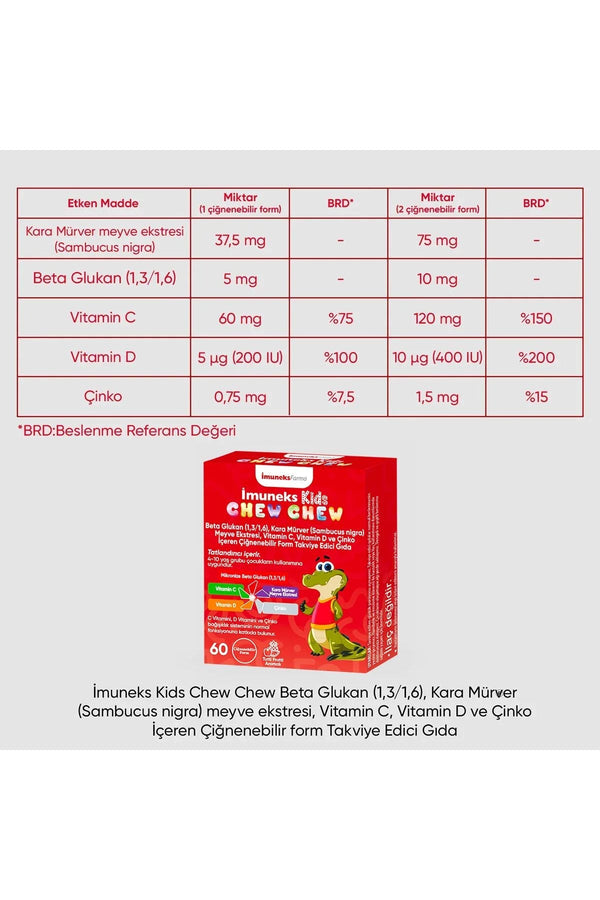 İmuneks Kids Chew Chew 60 Çiğnenebilir Form