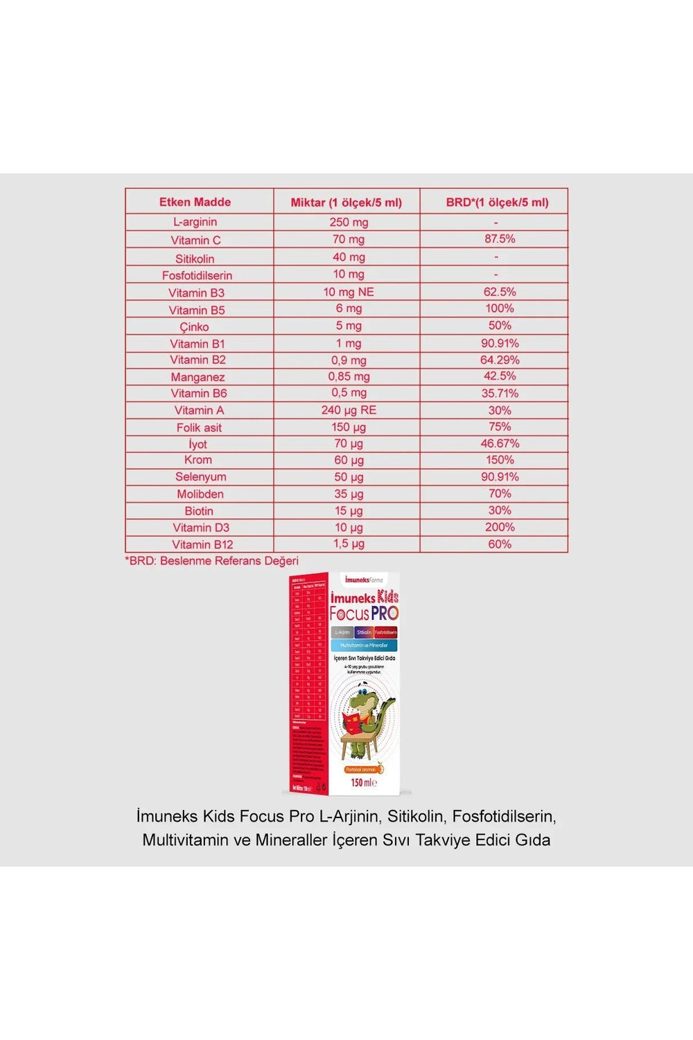 İmuneks Kids Focus Pro 150 ml