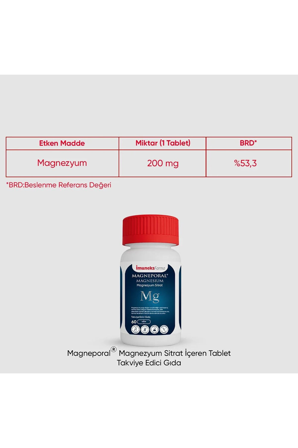 İmuneks Magneporal Magnesium 200 mg 60 Tablet