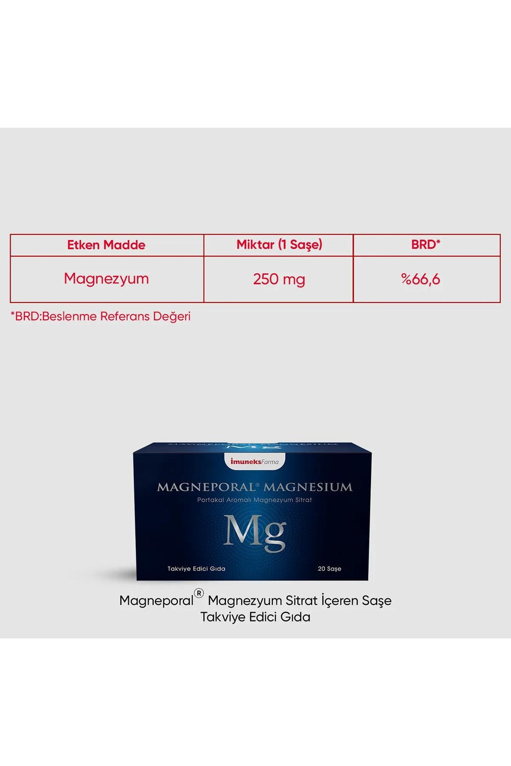 İmuneks Magneporal Magnesium 250 mg 20 Saşe