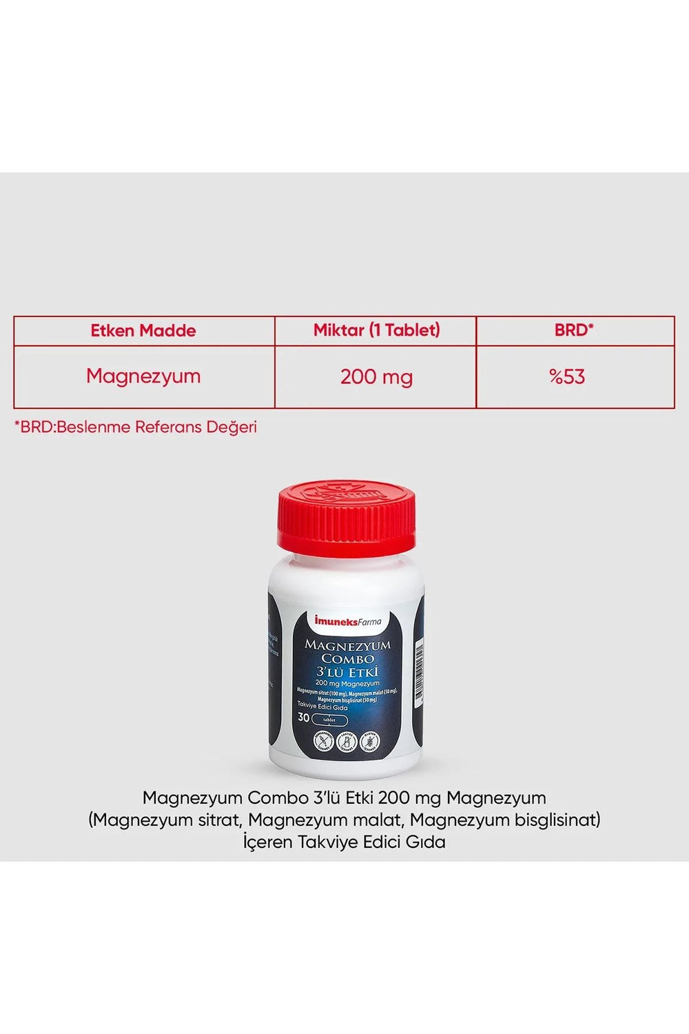 İmuneks Magnezyum Combo 3’lü Etki 200 mg 30 Tablet