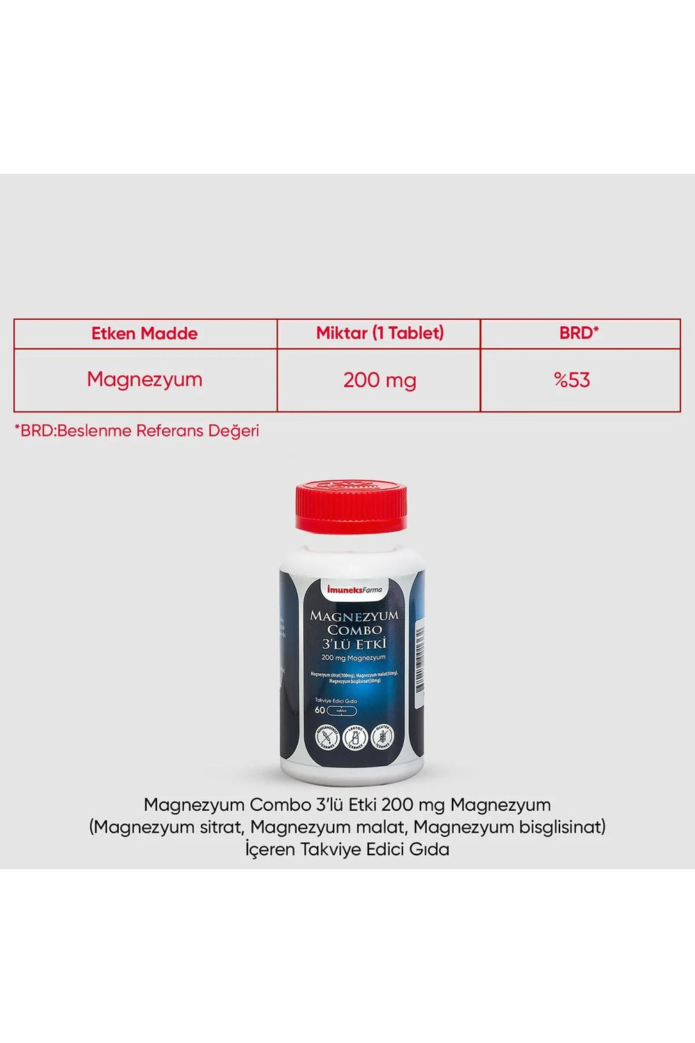 İmuneks Magnezyum Combo 3’lü Etki 200 mg 60 Tablet