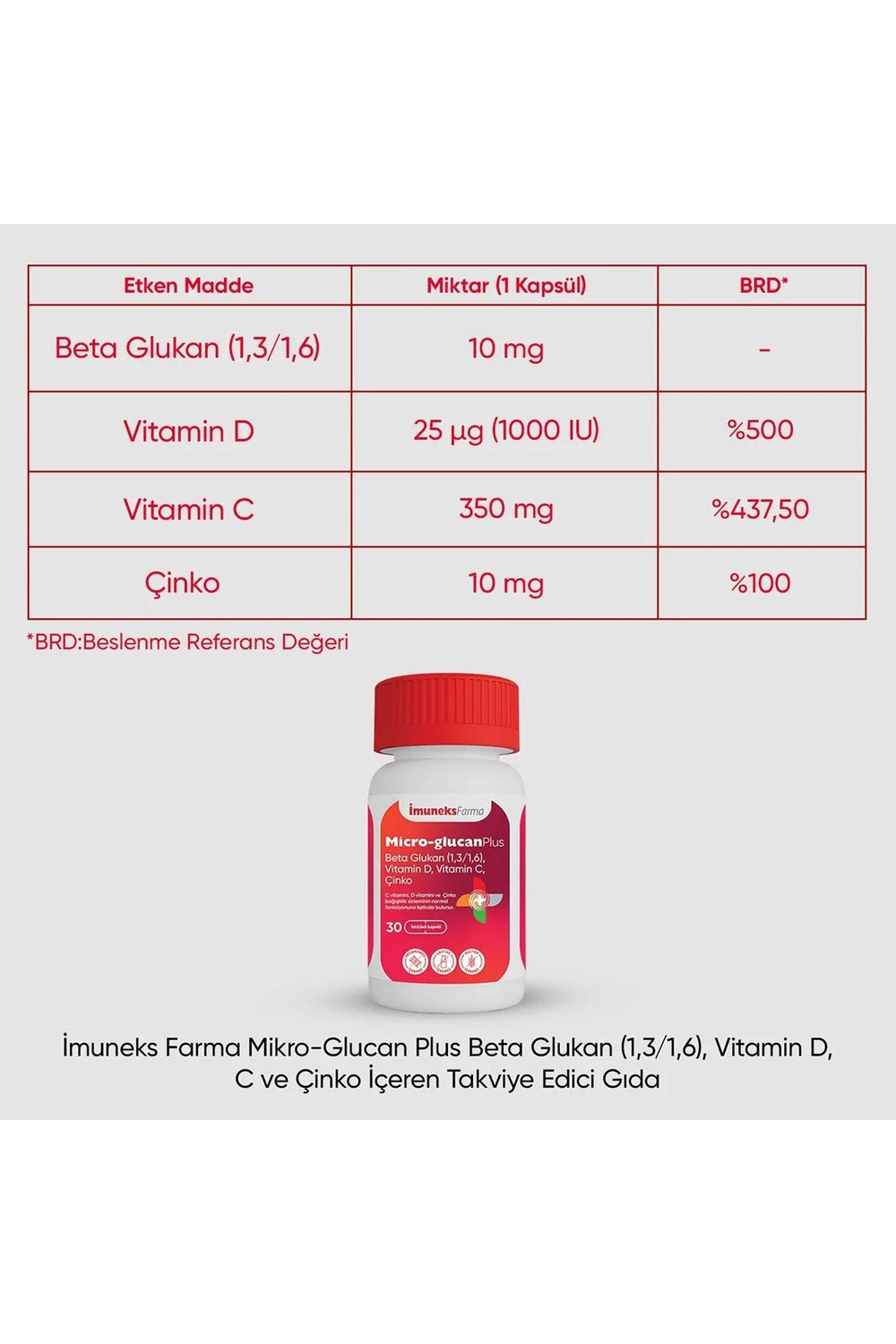 İmuneks Micro-Glucan Plus 30 Kapsül