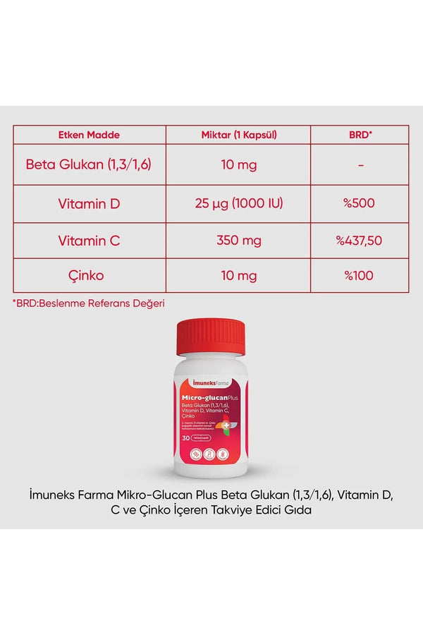 İmuneks Micro-Glucan Plus 30 Kapsül