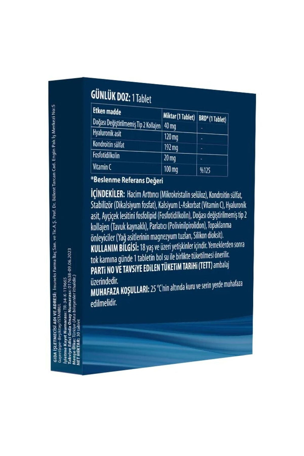 İmuneks Phytosomal Hyaluronic Acid, Undenatured Type II Collagen Complex 30 Tablet