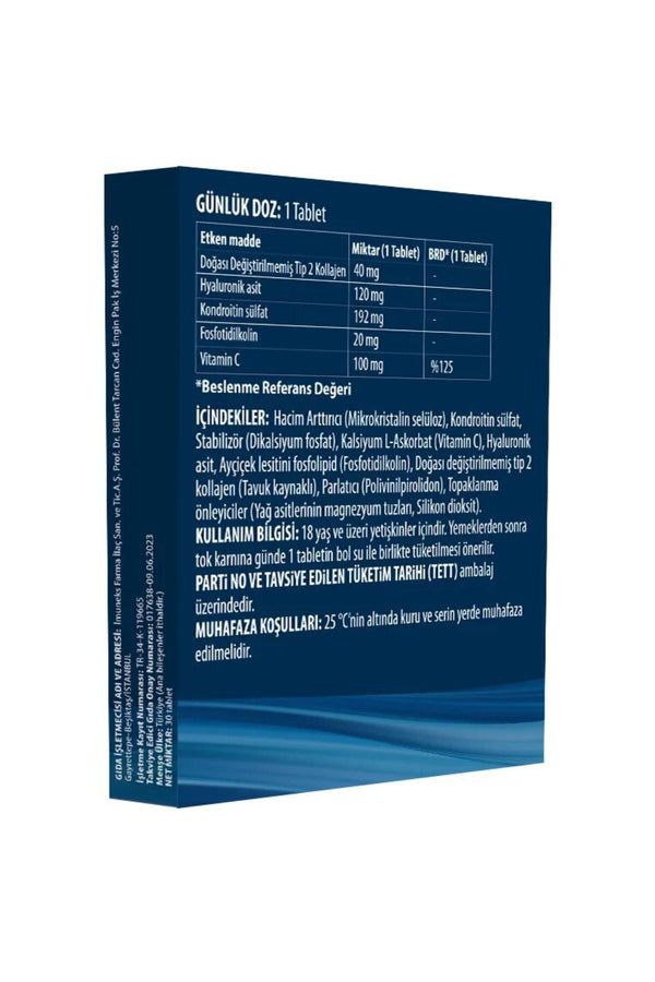 İmuneks Phytosomal Hyaluronic Acid, Undenatured Type II Collagen Complex 30 Tablet