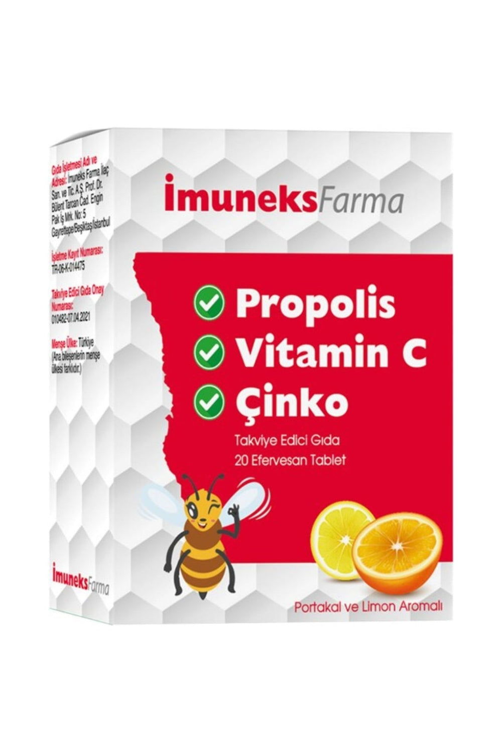 İmuneks Propolis + Vitamin C + Çinko 20 Efervesan Tablet