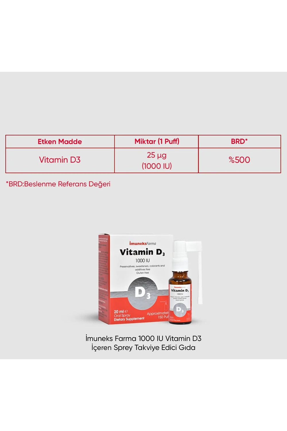 İmuneks Vitamin D3 1000 IU 20 ml
