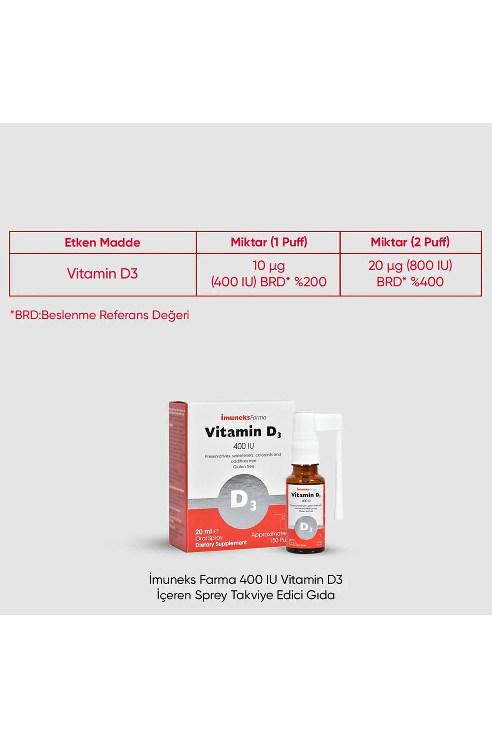 İmuneks Vitamin D3 400 IU 20 ml