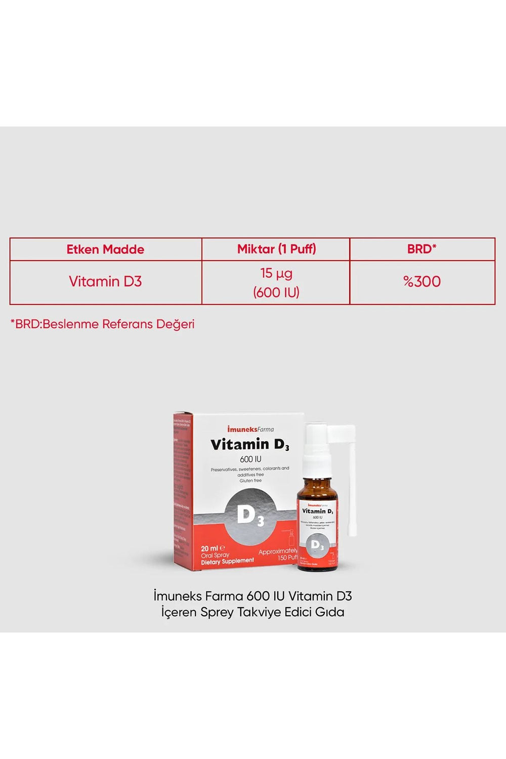 İmuneks Vitamin D3 600 IU 20 ml