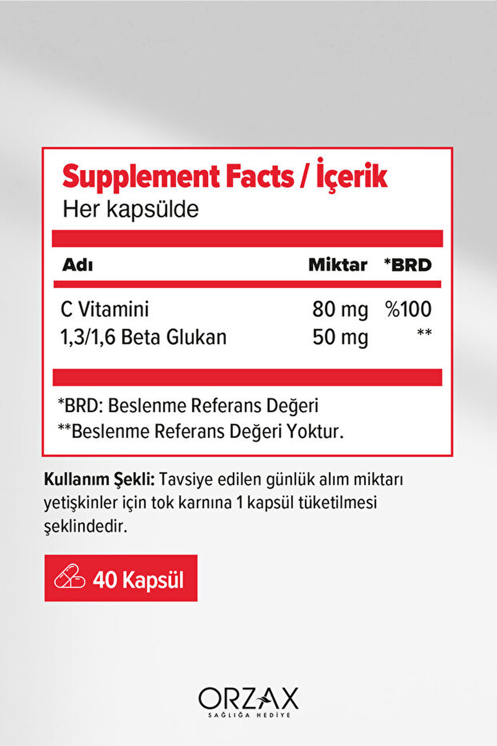 Orzax İmunol 40 Kapsül