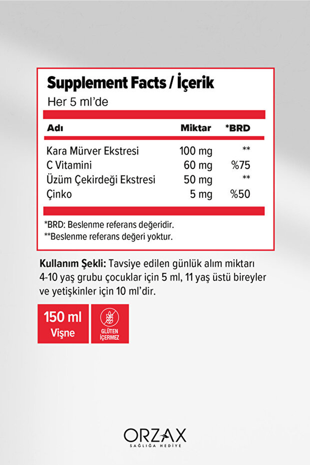 Orzax İmunol Sambucus 150 ml