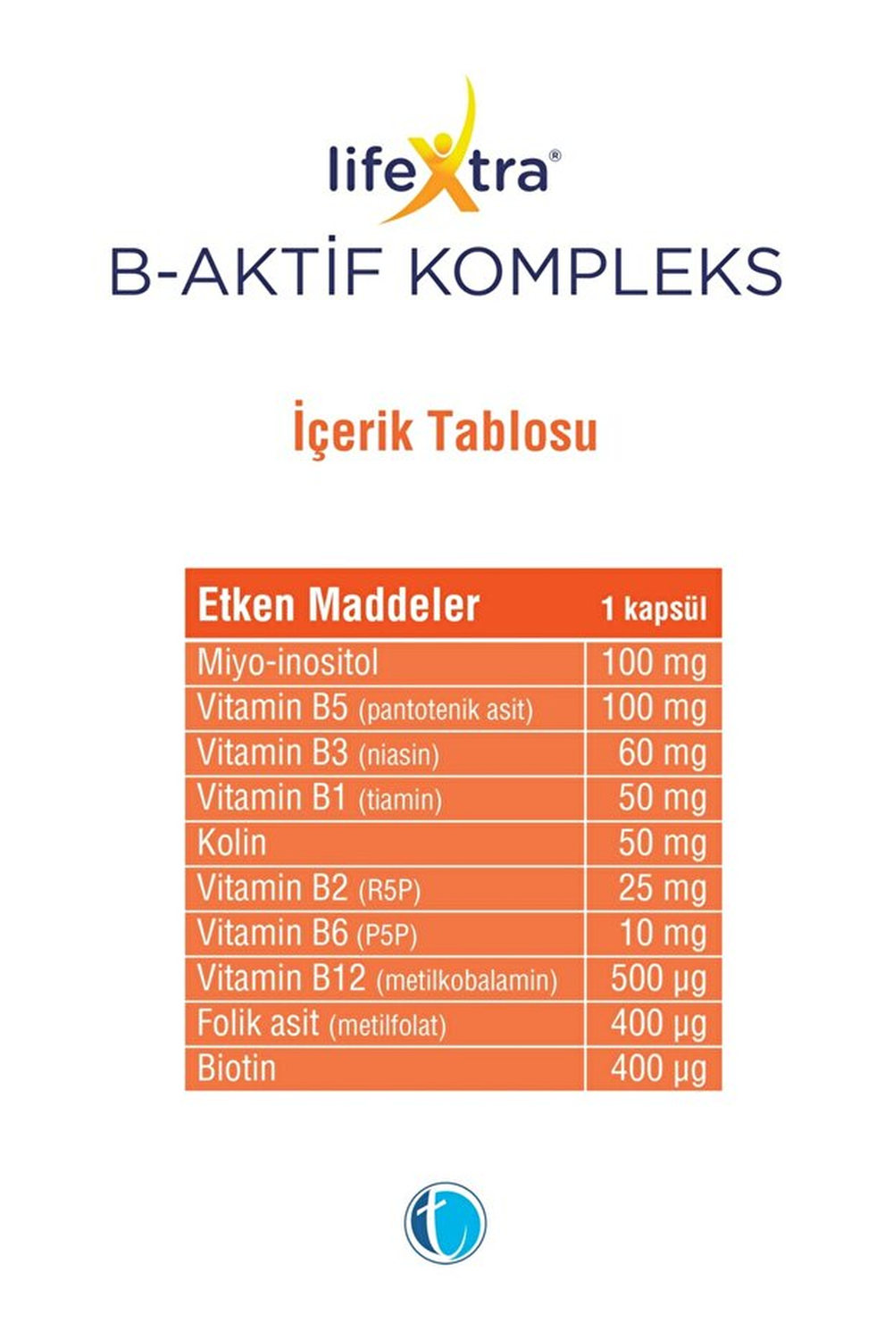 LifeXtra B-Aktif Kompleks 60 Kapsül
