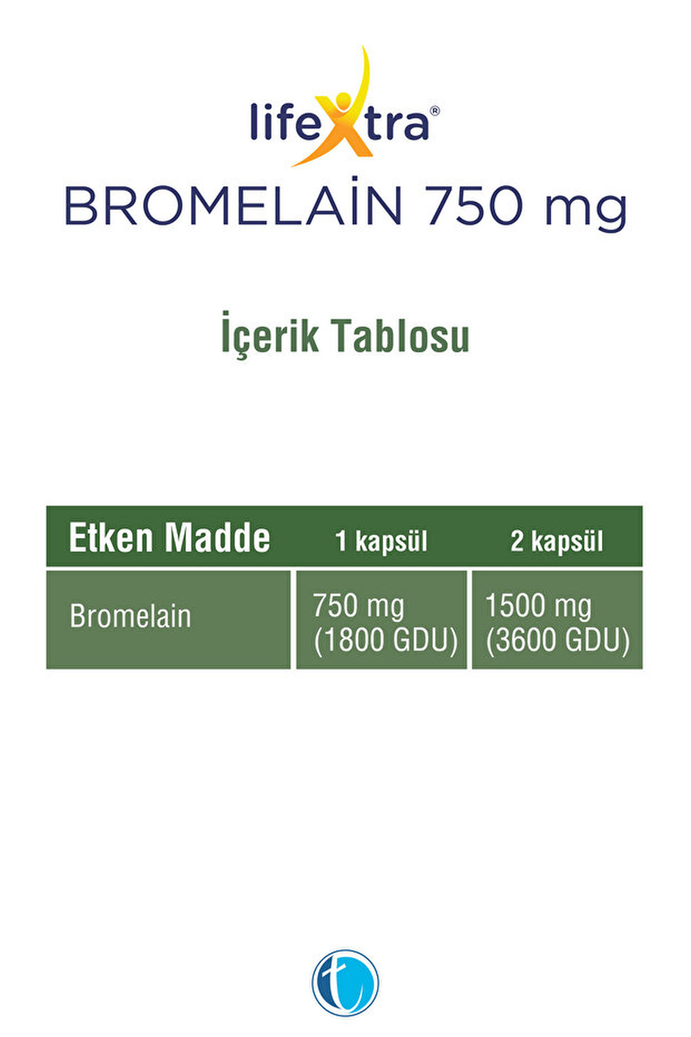 LifeXtra Bromelain 750 mg 60 Kapsül